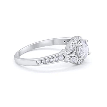 Vintage Style Wedding Bridal Ring Simulated CZ 925 Sterling Silver